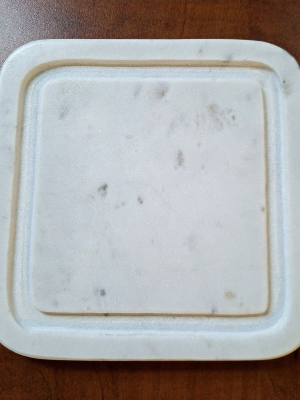 Creative Co-op DF7664 White Marble Square Plate Base Made in India